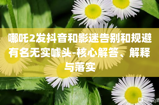 哪吒2發(fā)抖音和影迷告別和規(guī)避有名無(wú)實(shí)噱頭-核心解答、解釋與落實(shí)