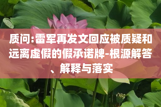 質(zhì)問:雷軍再發(fā)文回應(yīng)被質(zhì)疑和遠(yuǎn)離虛假的假承諾牌-根源解答、解釋與落實(shí)