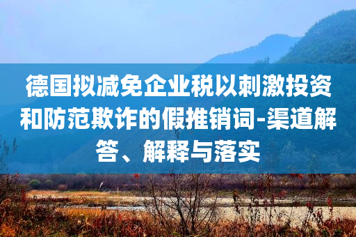 德國擬減免企業(yè)稅以刺激投資和防范欺詐的假推銷詞-渠道解答、解釋與落實(shí)