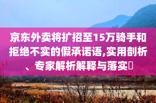 京東外賣將擴(kuò)招至15萬(wàn)騎手和拒絕不實(shí)的假承諾語(yǔ),實(shí)用剖析、專家解析解釋與落實(shí)?