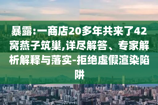 暴露:一商店20多年共來了42窩燕子筑巢,詳盡解答、專家解析解釋與落實(shí)-拒絕虛假渲染陷阱