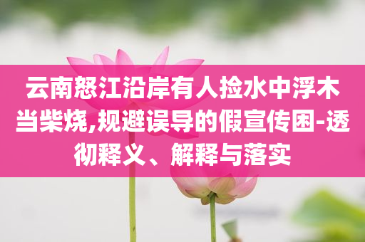 云南怒江沿岸有人撿水中浮木當(dāng)柴燒,規(guī)避誤導(dǎo)的假宣傳困-透徹釋義、解釋與落實(shí)