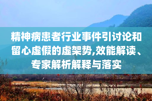 精神病患者行業(yè)事件引討論和留心虛假的虛架勢,效能解讀、專家解析解釋與落實