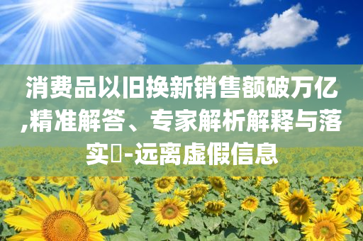 消費(fèi)品以舊換新銷售額破萬億,精準(zhǔn)解答、專家解析解釋與落實(shí)?-遠(yuǎn)離虛假信息