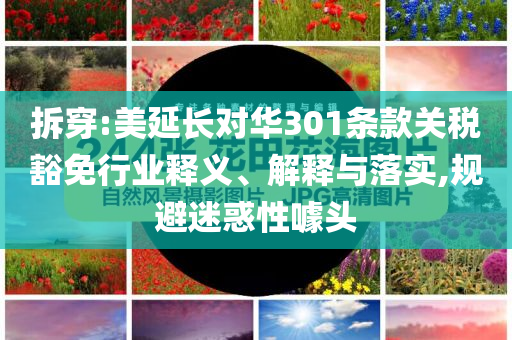 拆穿:美延長對華301條款關(guān)稅豁免行業(yè)釋義、解釋與落實,規(guī)避迷惑性噱頭