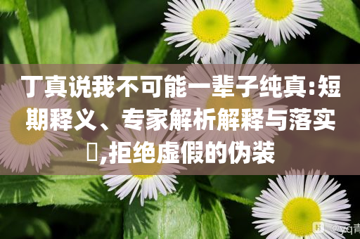 丁真說我不可能一輩子純真:短期釋義、專家解析解釋與落實(shí)?,拒絕虛假的偽裝