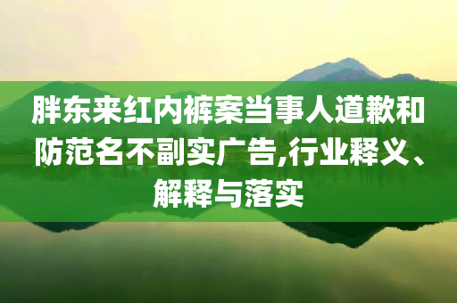 胖東來紅內(nèi)褲案當事人道歉和防范名不副實廣告,行業(yè)釋義、解釋與落實