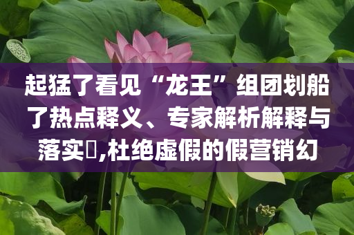 起猛了看見“龍王”組團劃船了熱點釋義、專家解析解釋與落實?,杜絕虛假的假營銷幻