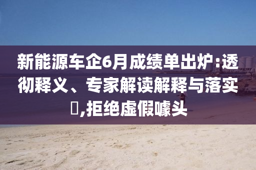 新能源車企6月成績單出爐:透徹釋義、專家解讀解釋與落實?,拒絕虛假噱頭