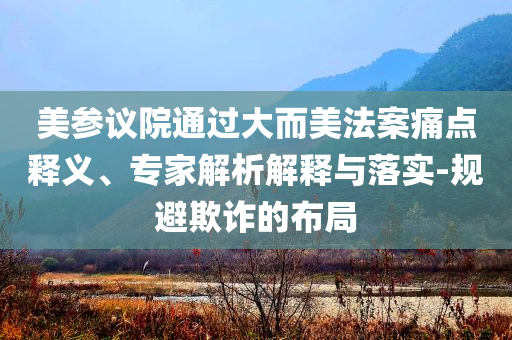美參議院通過(guò)大而美法案痛點(diǎn)釋義、專家解析解釋與落實(shí)-規(guī)避欺詐的布局
