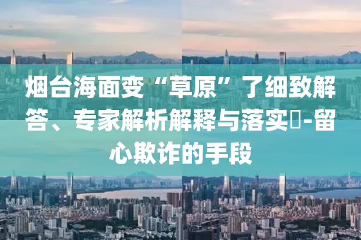 煙臺海面變“草原”了細(xì)致解答、專家解析解釋與落實?-留心欺詐的手段