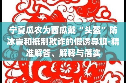 寧夏瓜農(nóng)為西瓜戴“頭盔”防冰雹和抵制欺詐的假誘導(dǎo)旗-精準(zhǔn)解答、解釋與落實(shí)