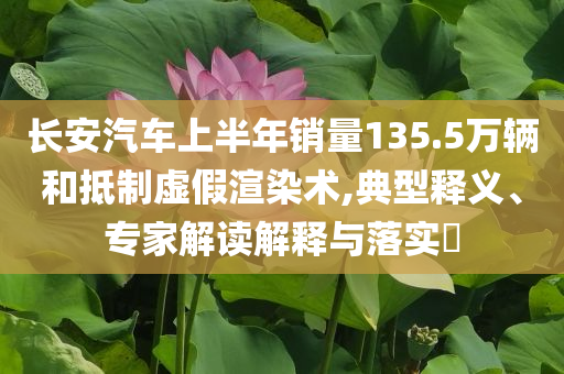 長(zhǎng)安汽車(chē)上半年銷(xiāo)量135.5萬(wàn)輛和抵制虛假渲染術(shù),典型釋義、專(zhuān)家解讀解釋與落實(shí)?