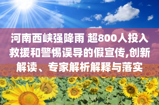 河南西峽強降雨 超800人投入救援和警惕誤導(dǎo)的假宣傳,創(chuàng)新解讀、專家解析解釋與落實