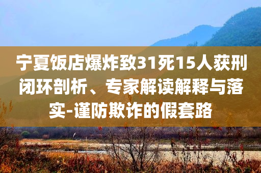 寧夏飯店爆炸致31死15人獲刑閉環(huán)剖析、專家解讀解釋與落實-謹(jǐn)防欺詐的假套路