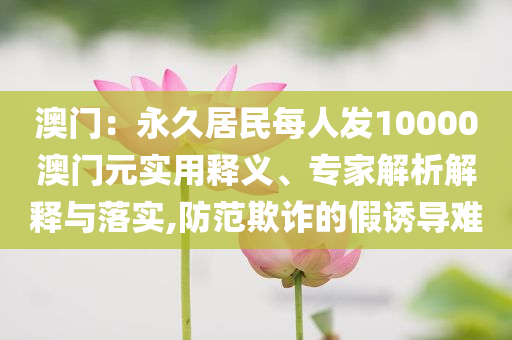 澳門：永久居民每人發(fā)10000澳門元實用釋義、專家解析解釋與落實,防范欺詐的假誘導(dǎo)難