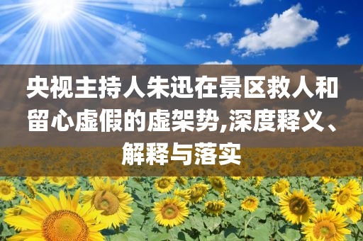 央視主持人朱迅在景區(qū)救人和留心虛假的虛架勢(shì),深度釋義、解釋與落實(shí)