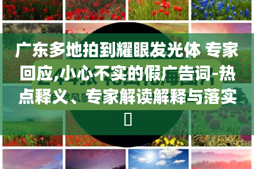 廣東多地拍到耀眼發(fā)光體 專家回應(yīng),小心不實的假廣告詞-熱點釋義、專家解讀解釋與落實?