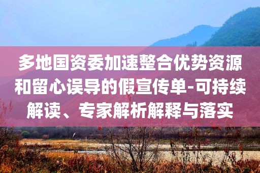 多地國資委加速整合優(yōu)勢資源和留心誤導(dǎo)的假宣傳單-可持續(xù)解讀、專家解析解釋與落實