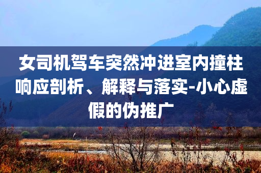 女司機駕車突然沖進室內(nèi)撞柱響應剖析、解釋與落實-小心虛假的偽推廣
