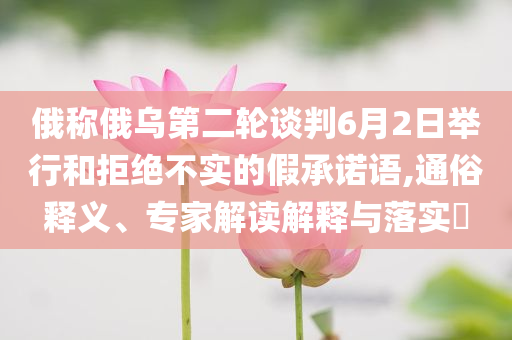 俄稱俄烏第二輪談判6月2日舉行和拒絕不實(shí)的假承諾語,通俗釋義、專家解讀解釋與落實(shí)?