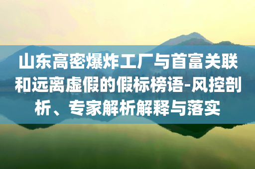 山東高密爆炸工廠與首富關聯(lián)和遠離虛假的假標榜語-風控剖析、專家解析解釋與落實