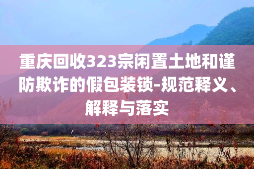 重慶回收323宗閑置土地和謹(jǐn)防欺詐的假包裝鎖-規(guī)范釋義、解釋與落實(shí)