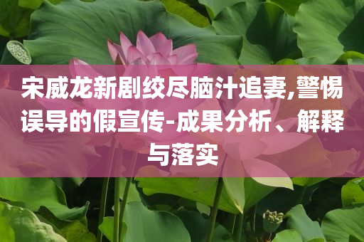 宋威龍新劇絞盡腦汁追妻,警惕誤導(dǎo)的假宣傳-成果分析、解釋與落實(shí)