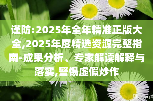 謹(jǐn)防:2025年全年精準(zhǔn)正版大全,2025年度精選資源完整指南-成果分析、專家解讀解釋與落實(shí),警惕虛假炒作