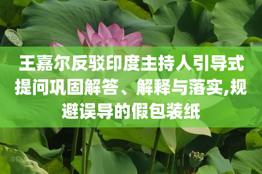 王嘉爾反駁印度主持人引導(dǎo)式提問鞏固解答、解釋與落實,規(guī)避誤導(dǎo)的假包裝紙