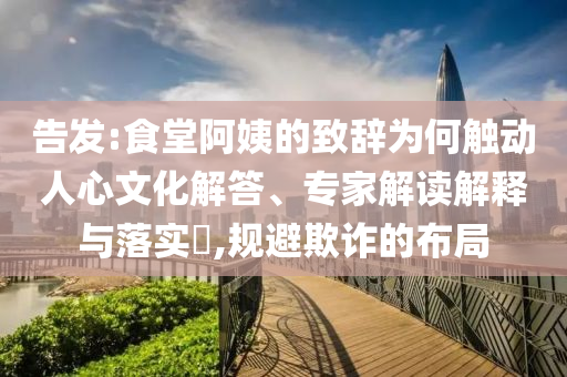 告發(fā):食堂阿姨的致辭為何觸動人心文化解答、專家解讀解釋與落實?,規(guī)避欺詐的布局