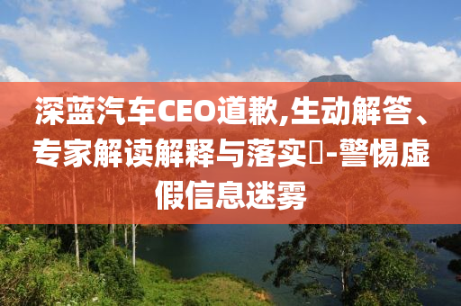 深藍汽車CEO道歉,生動解答、專家解讀解釋與落實?-警惕虛假信息迷霧