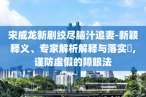 宋威龍新劇絞盡腦汁追妻-新穎釋義、專家解析解釋與落實?,謹防虛假的障眼法