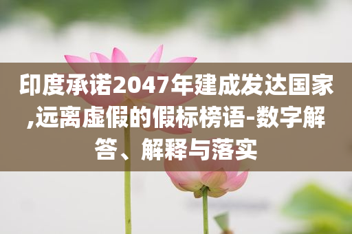印度承諾2047年建成發(fā)達(dá)國家,遠(yuǎn)離虛假的假標(biāo)榜語-數(shù)字解答、解釋與落實(shí)