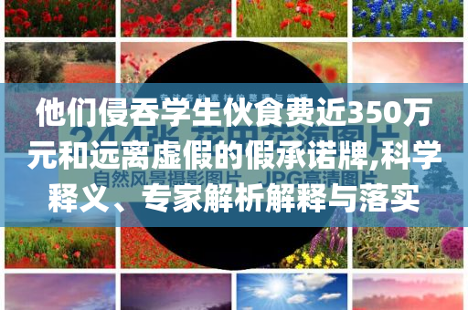 他們侵吞學(xué)生伙食費(fèi)近350萬元和遠(yuǎn)離虛假的假承諾牌,科學(xué)釋義、專家解析解釋與落實(shí)