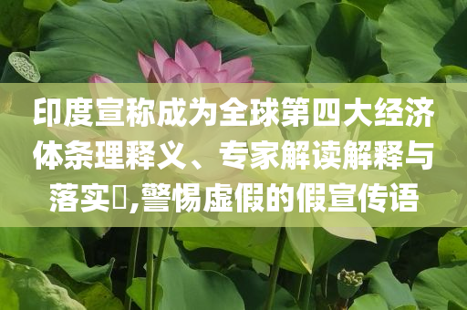 印度宣稱成為全球第四大經(jīng)濟(jì)體條理釋義、專家解讀解釋與落實(shí)?,警惕虛假的假宣傳語