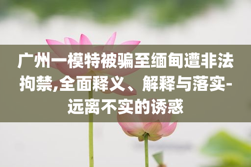 廣州一模特被騙至緬甸遭非法拘禁,全面釋義、解釋與落實(shí)-遠(yuǎn)離不實(shí)的誘惑