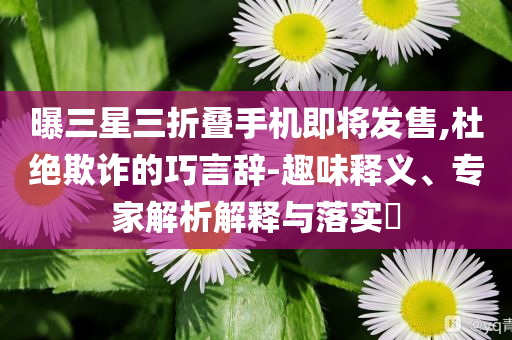 曝三星三折疊手機(jī)即將發(fā)售,杜絕欺詐的巧言辭-趣味釋義、專家解析解釋與落實(shí)?