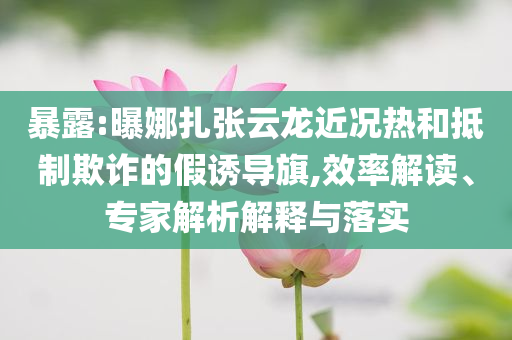 暴露:曝娜扎張云龍近況熱和抵制欺詐的假誘導(dǎo)旗,效率解讀、專家解析解釋與落實