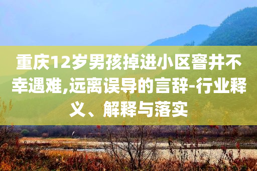 重慶12歲男孩掉進(jìn)小區(qū)窨井不幸遇難,遠(yuǎn)離誤導(dǎo)的言辭-行業(yè)釋義、解釋與落實(shí)