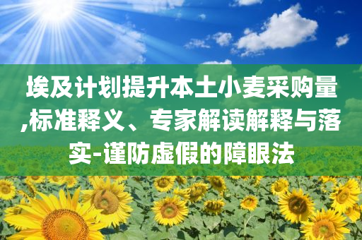 埃及計(jì)劃提升本土小麥采購量,標(biāo)準(zhǔn)釋義、專家解讀解釋與落實(shí)-謹(jǐn)防虛假的障眼法