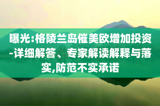 曝光:格陵蘭島催美歐增加投資-詳細解答、專家解讀解釋與落實,防范不實承諾