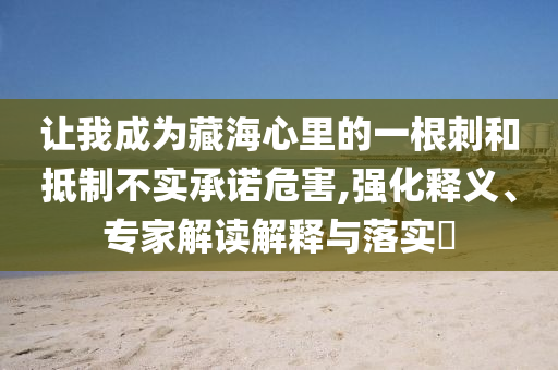 讓我成為藏海心里的一根刺和抵制不實承諾危害,強化釋義、專家解讀解釋與落實?