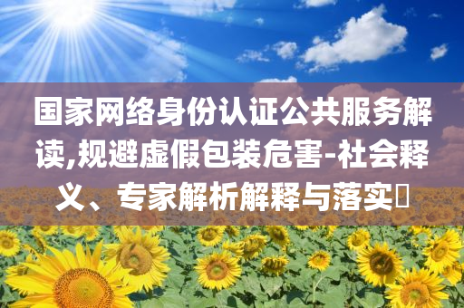 國(guó)家網(wǎng)絡(luò)身份認(rèn)證公共服務(wù)解讀,規(guī)避虛假包裝危害-社會(huì)釋義、專(zhuān)家解析解釋與落實(shí)?