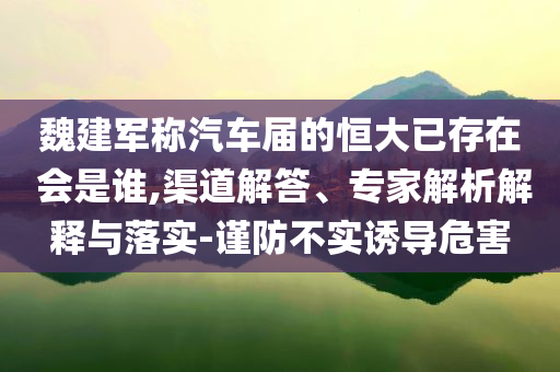 魏建軍稱汽車屆的恒大已存在 會(huì)是誰,渠道解答、專家解析解釋與落實(shí)-謹(jǐn)防不實(shí)誘導(dǎo)危害