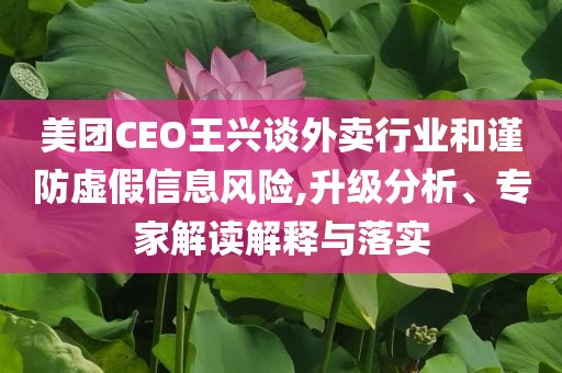 美團(tuán)CEO王興談外賣行業(yè)和謹(jǐn)防虛假信息風(fēng)險(xiǎn),升級(jí)分析、專家解讀解釋與落實(shí)