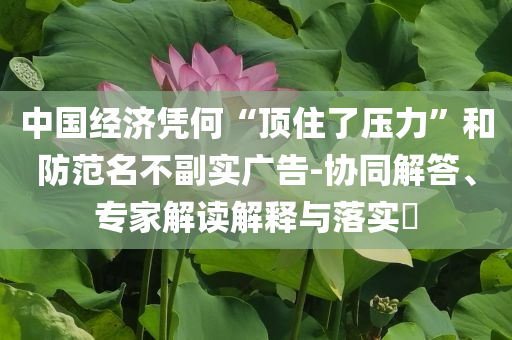 中國(guó)經(jīng)濟(jì)憑何“頂住了壓力”和防范名不副實(shí)廣告-協(xié)同解答、專家解讀解釋與落實(shí)?
