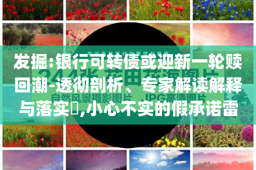 發(fā)掘:銀行可轉(zhuǎn)債或迎新一輪贖回潮-透徹剖析、專家解讀解釋與落實(shí)?,小心不實(shí)的假承諾雷