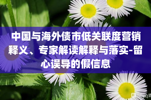 中國(guó)與海外債市低關(guān)聯(lián)度營(yíng)銷釋義、專家解讀解釋與落實(shí)-留心誤導(dǎo)的假信息