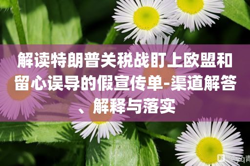 解讀特朗普關稅戰(zhàn)盯上歐盟和留心誤導的假宣傳單-渠道解答、解釋與落實